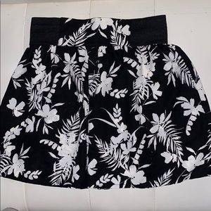 Black and white floral skirt
